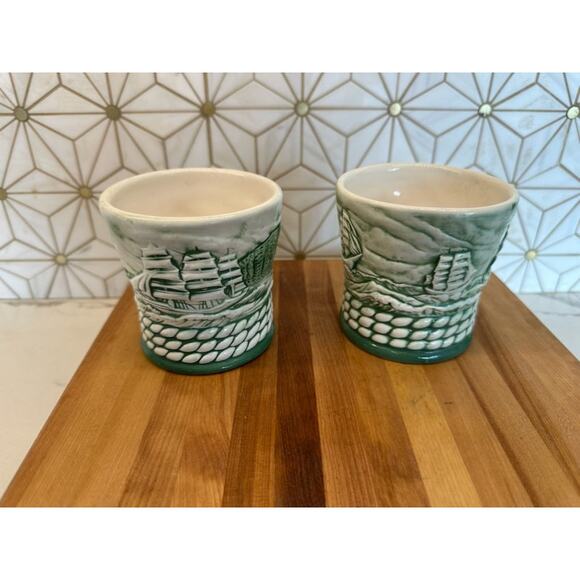 Vintage 1998 Cutty Sark Ceramic Cups | Nautical Whiskey Tumblers | Set of 2‎ - Picture 3 of 5